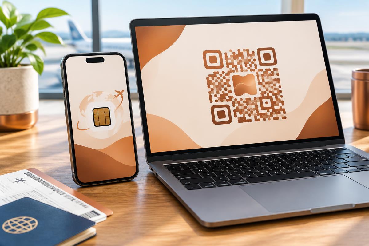 Scanning a QR code to install a SafarieSIM South Africa eSIM